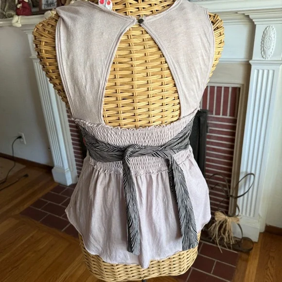 Free People Y2K boho free spirit festival low cut tank top S - Picture 2 of 10